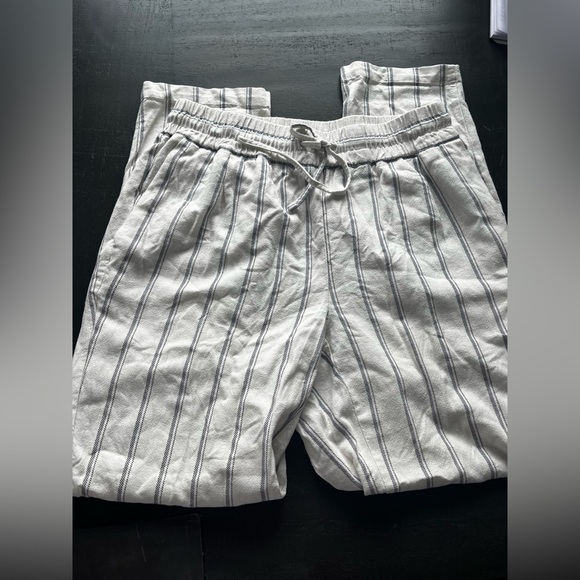 Vero Moda Linen Blend Striped Drawstring Pants Small - Picture 1 of 11